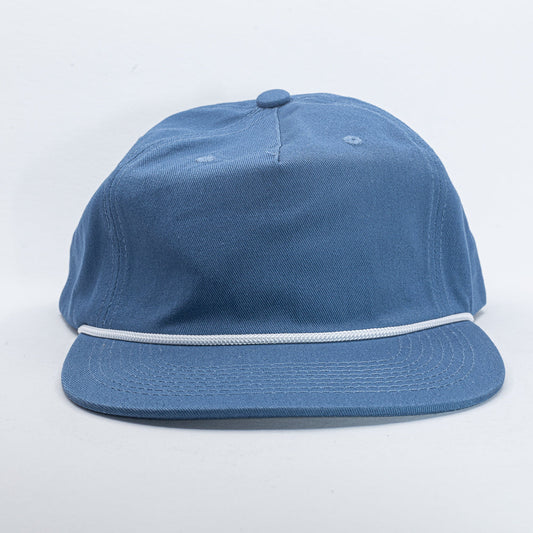 Lemon Concert Cap blank snapback in Light Navy twill with rope brim